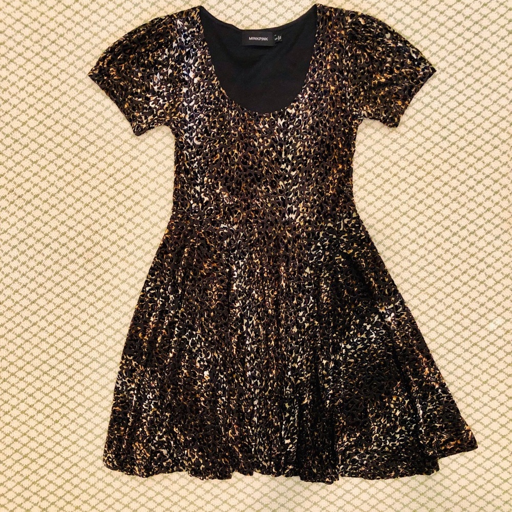 MINKPINK Velvet Leopard Print Fit and Flare Dress - Picture 5 of 5